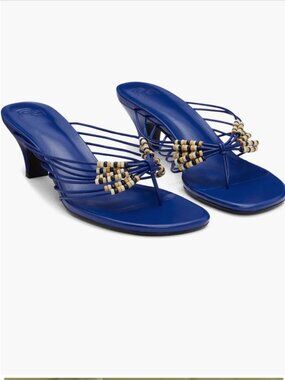 Reformation Blue Beaded Thong Heel - size 10